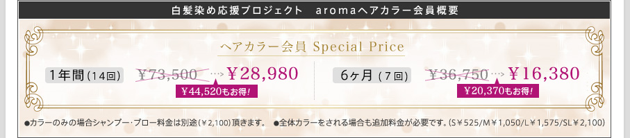 aromaヘアカラー会員概要