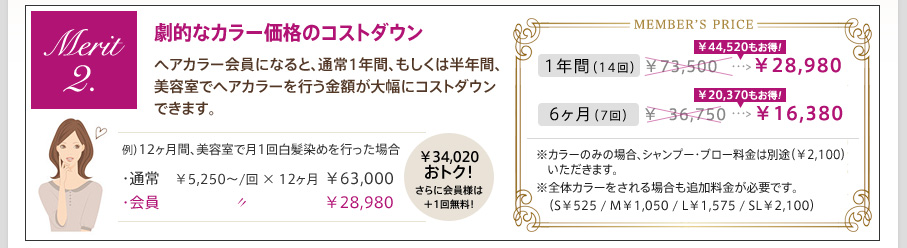 Merit2. 劇的なカラー価格のコストダウン