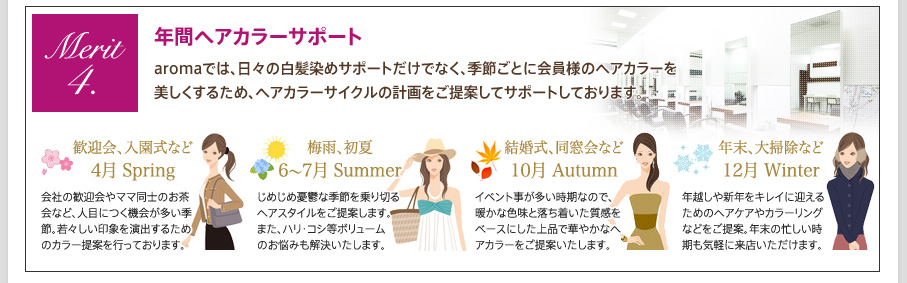 Merit4. 年間へ亜カラーサポート